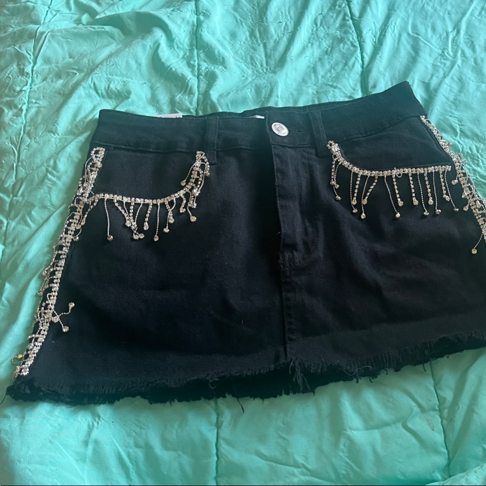 Rue21 Black Mini Skirt with Silver Embellishments
